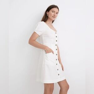 Madewell Linen-Cotton Puff-Sleeve Mini Dress in Lighthouse size 2